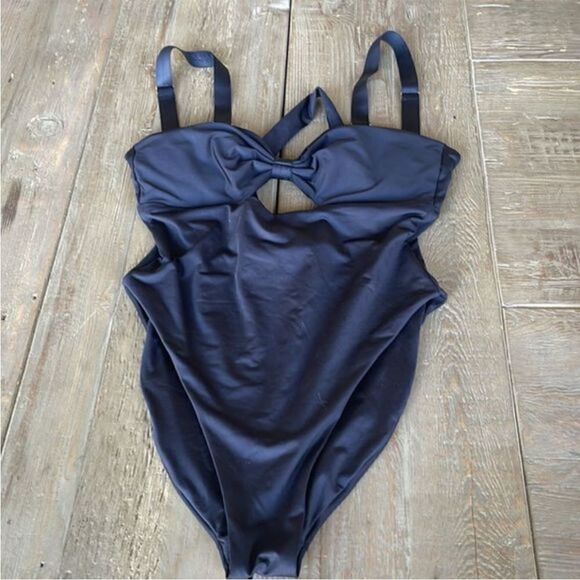 Anthropologie x Boamar Flavia Black One-Piece Swimsuit Removable Ruffle Sleeve M - Picture 7 of 9